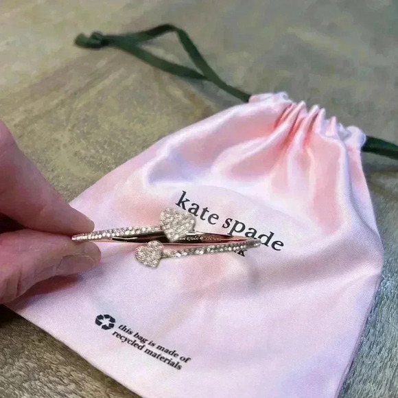 Kate Spade hinged bracelet, rose gold with rhinestones - Picture 2 of 4